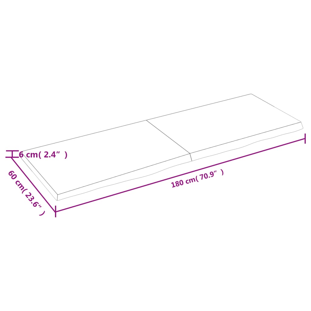 vidaXL Bathroom Countertop 180x60x(2-6) cm Untreated Solid Wood