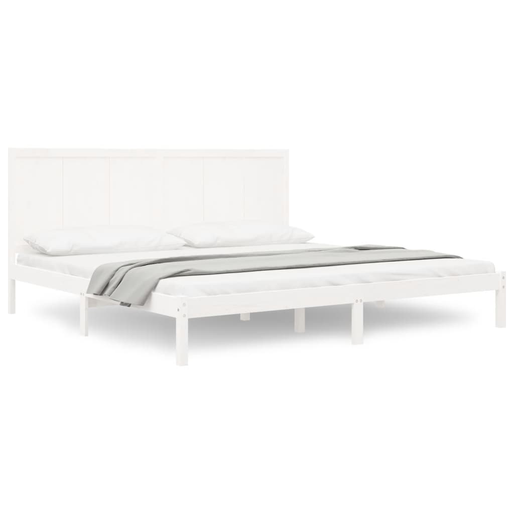 vidaXL Bed Frame without Mattress White 180x200 cm Super King Solid Wood Pine