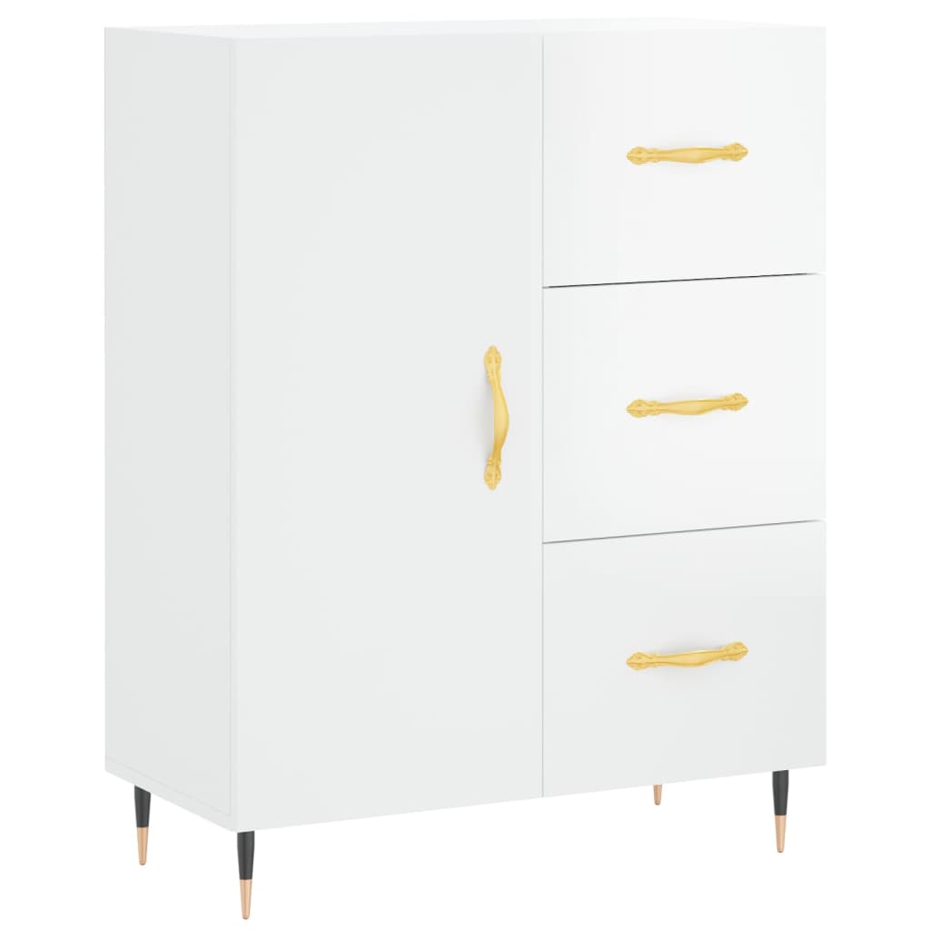 vidaXL Highboard High Gloss White 69.5x34x180 cm Engineered Wood