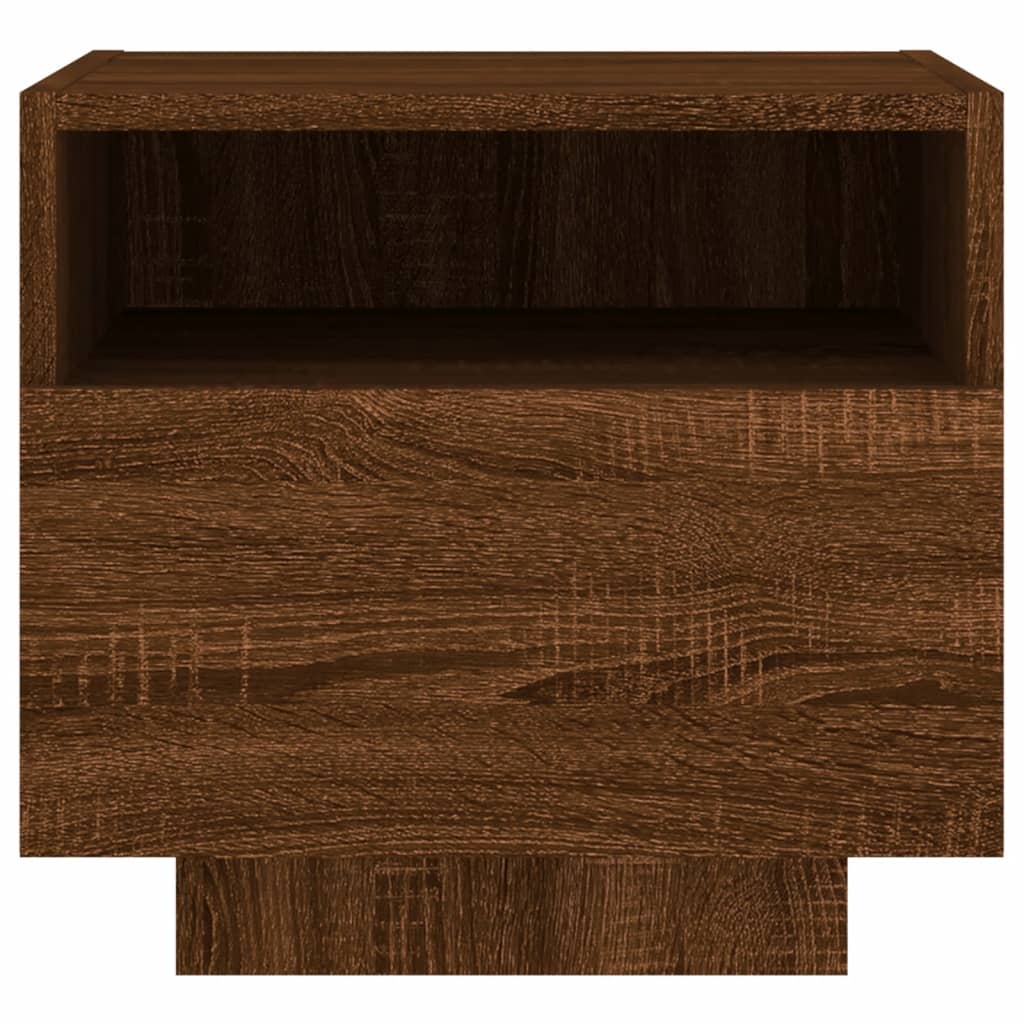 vidaXL Bedside Cabinet with LED Lights Brown Oak 40x39x37 cm