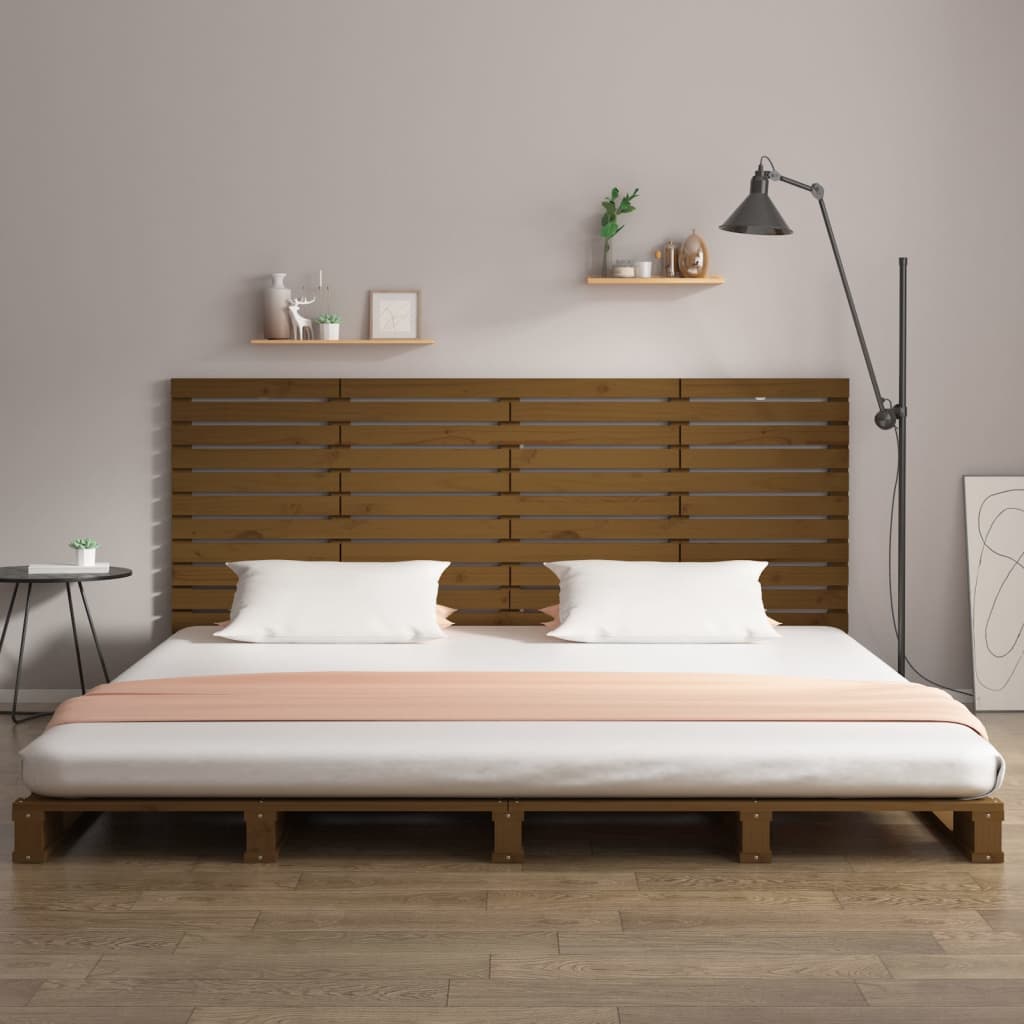 vidaXL Wall Headboard Honey Brown 206x3x91.5 cm Solid Wood Pine