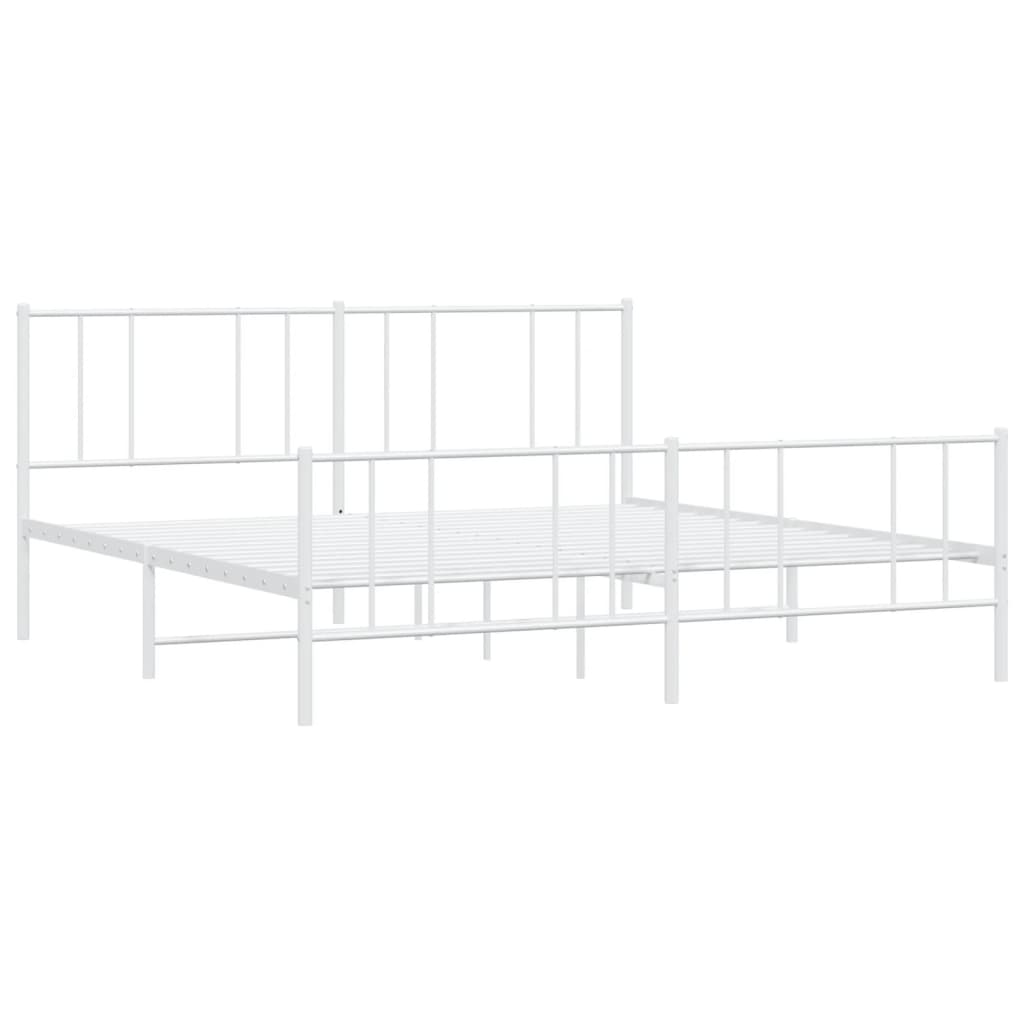 vidaXL Metal Bed Frame without Mattress with Footboard White 193x203 cm