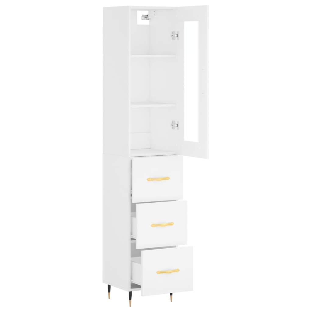 vidaXL Highboard White 34.5x34x180 cm Engineered Wood