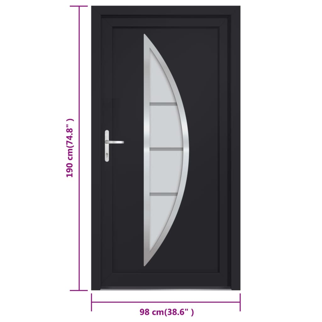 vidaXL Front Door Anthracite 98x190 cm PVC