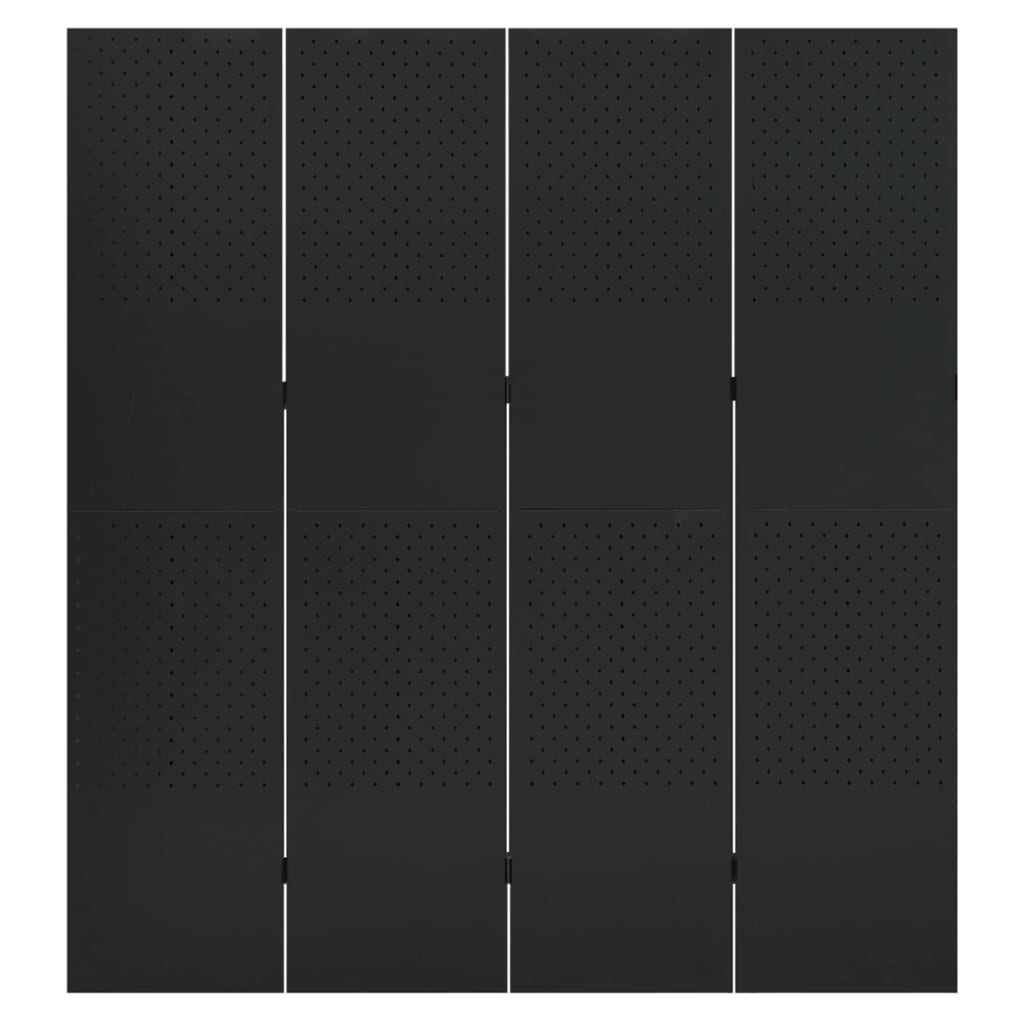 vidaXL 4-Panel Room Dividers 2 pcs Black 160x180 cm Steel