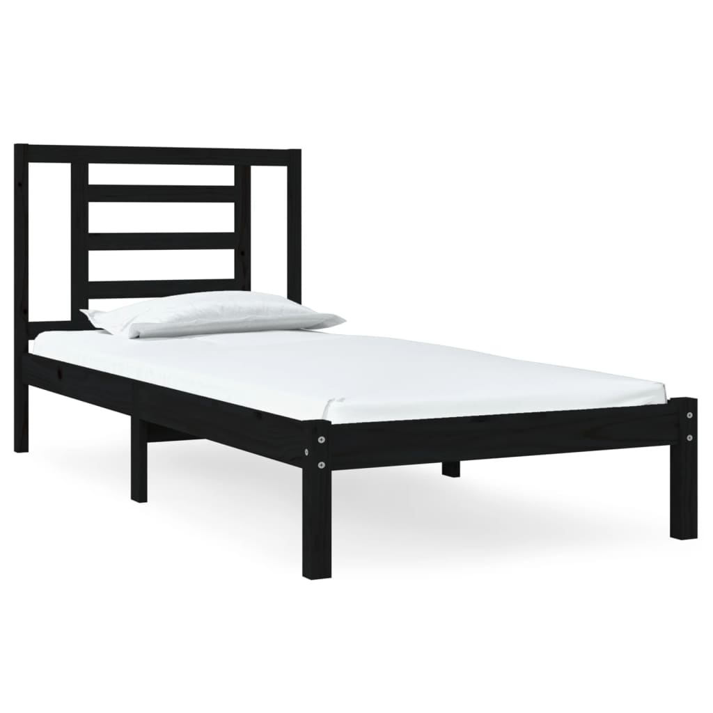 vidaXL Bed Frame without Mattress Black 100x200 cm Solid Wood Pine