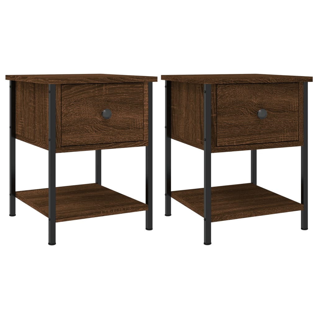 vidaXL Bedside Tables 2 pcs Brown Oak 34x35.5x45 cm Engineered Wood