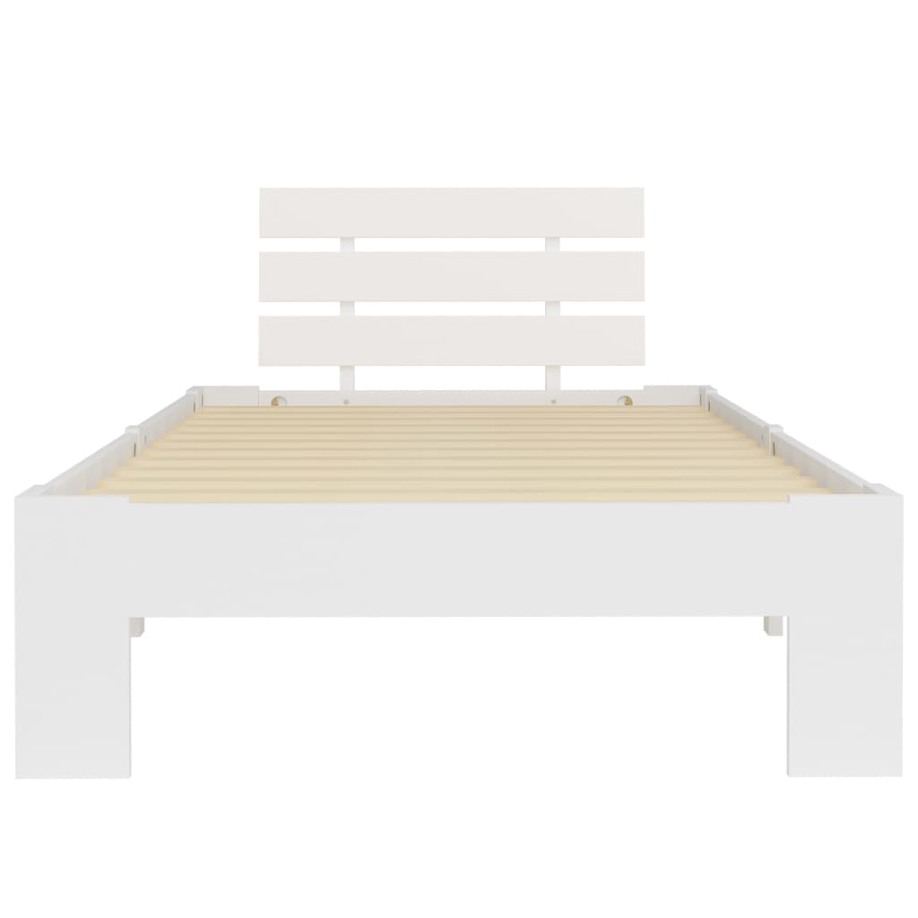 vidaXL Bed Frame without Mattress White Solid Pine Wood 100x200 cm