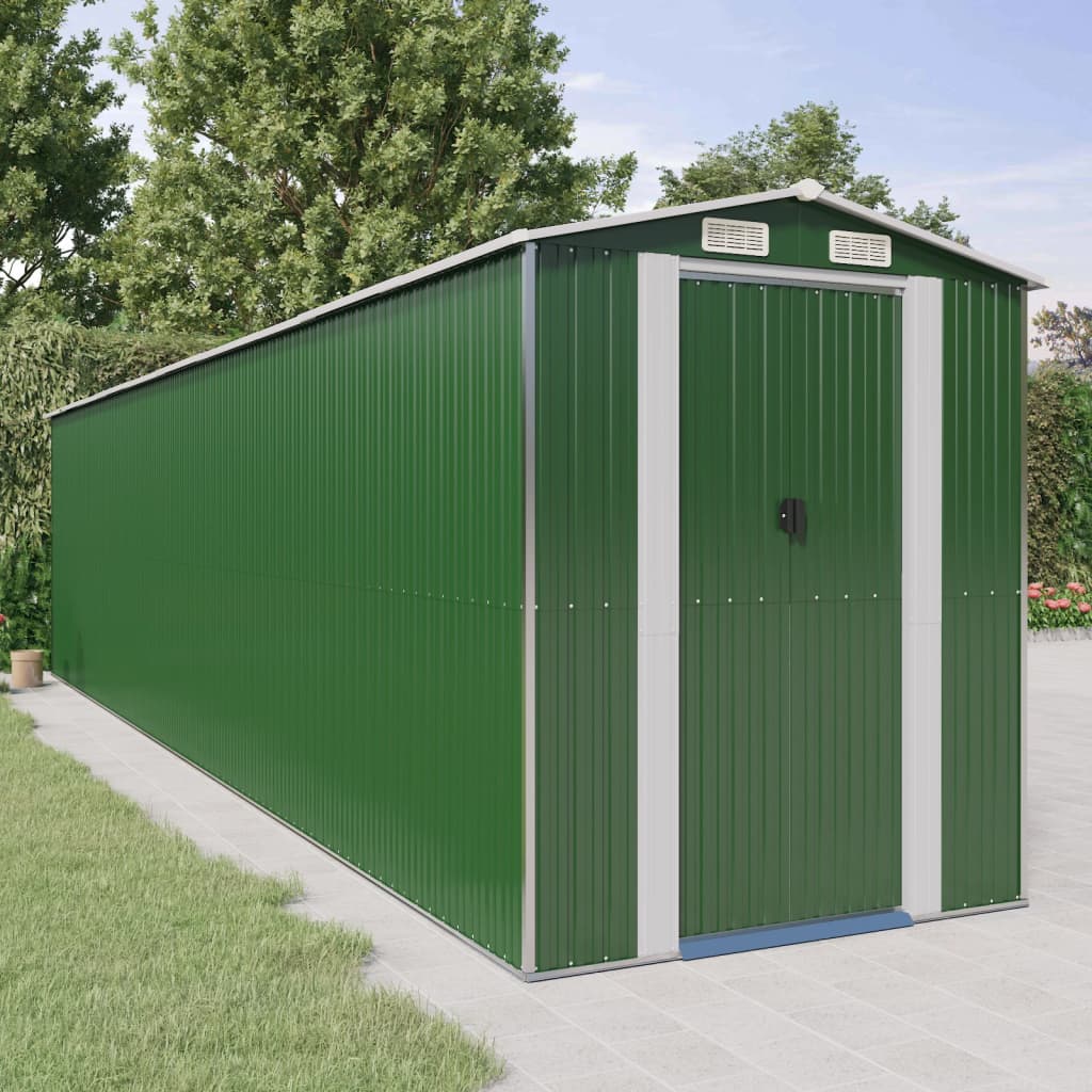 vidaXL Garden Shed Green 192x855x223 cm Galvanised Steel