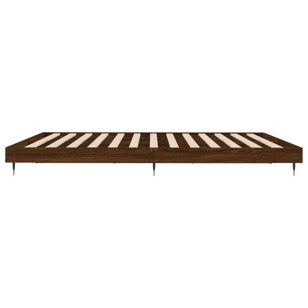 vidaXL Bed Frame without Mattress Brown Oak 150x200 cm King Size Engineered Wood