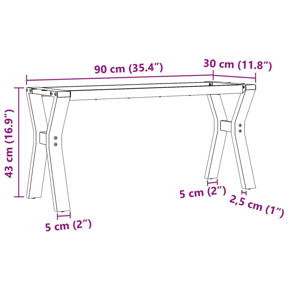 vidaXL Coffee Table Legs Y-Frame 90x30x43 cm Cast Iron