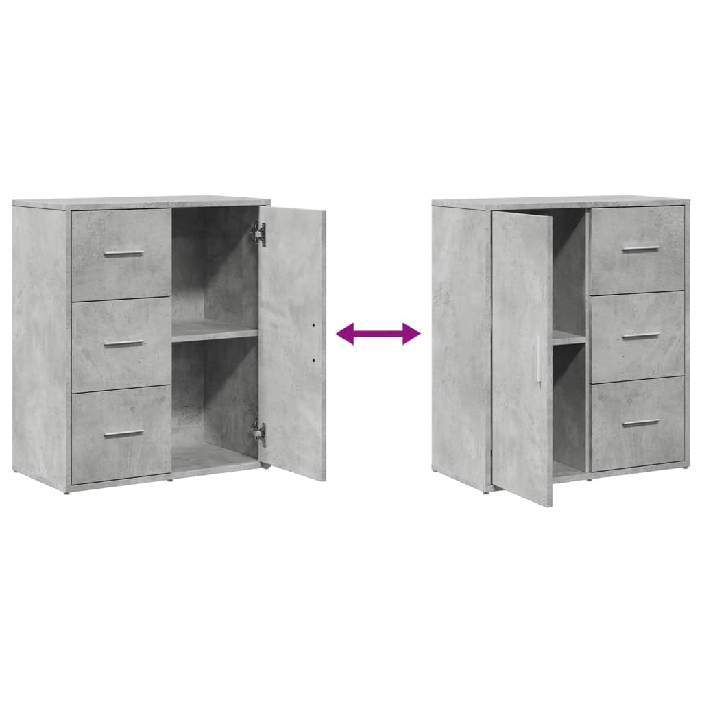 vidaXL Sideboards 2 pcs Concrete Grey 60x31x70 cm Engineered Wood