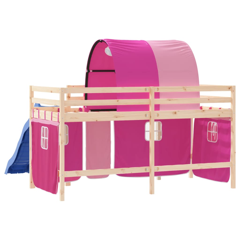 vidaXL Kids' Loft Bed with Tunnel without Mattress Pink 90x190 cm Single