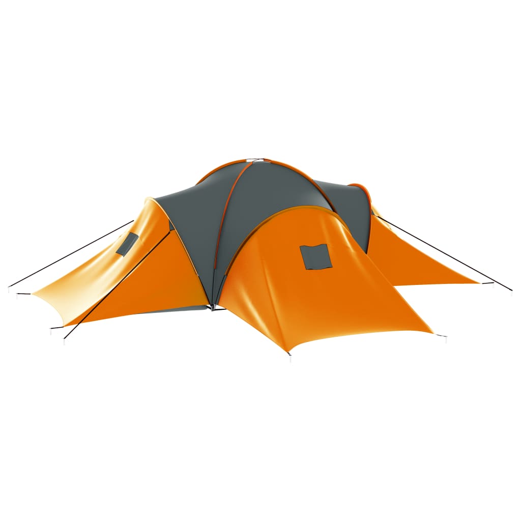 vidaXL Camping Tent 9 Persons Fabric Grey and Orange