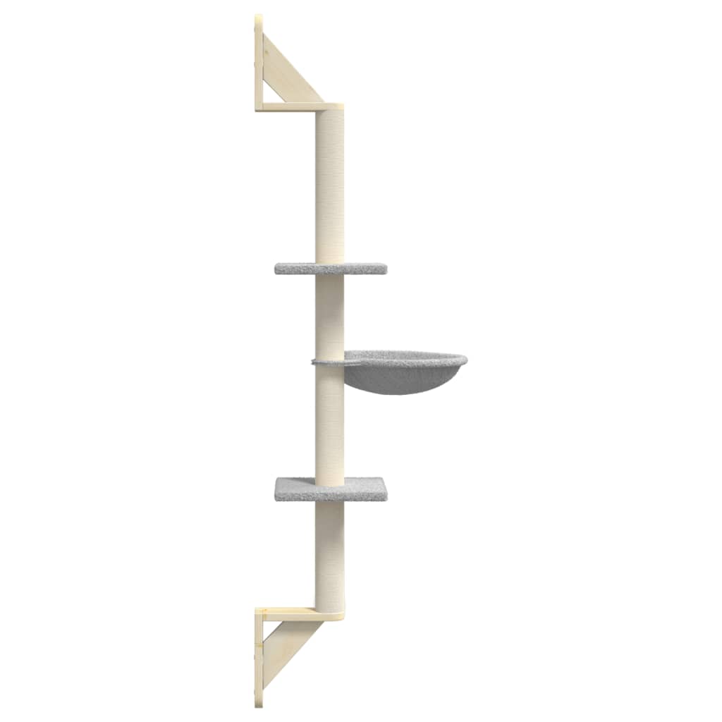 vidaXL Wall-mounted Cat Tree with Scratching Post Light Grey 142.5 cm