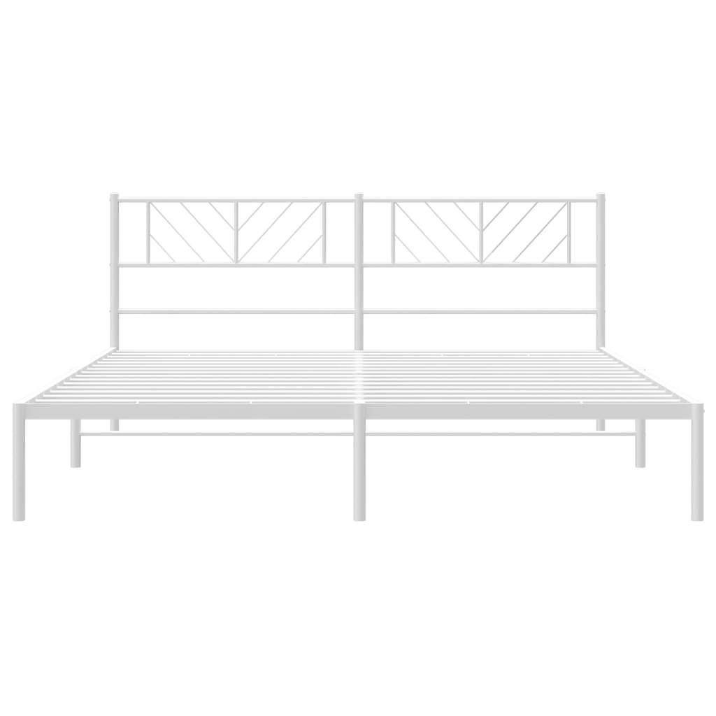 vidaXL Metal Bed Frame without Mattress with Headboard White 183x213 cm