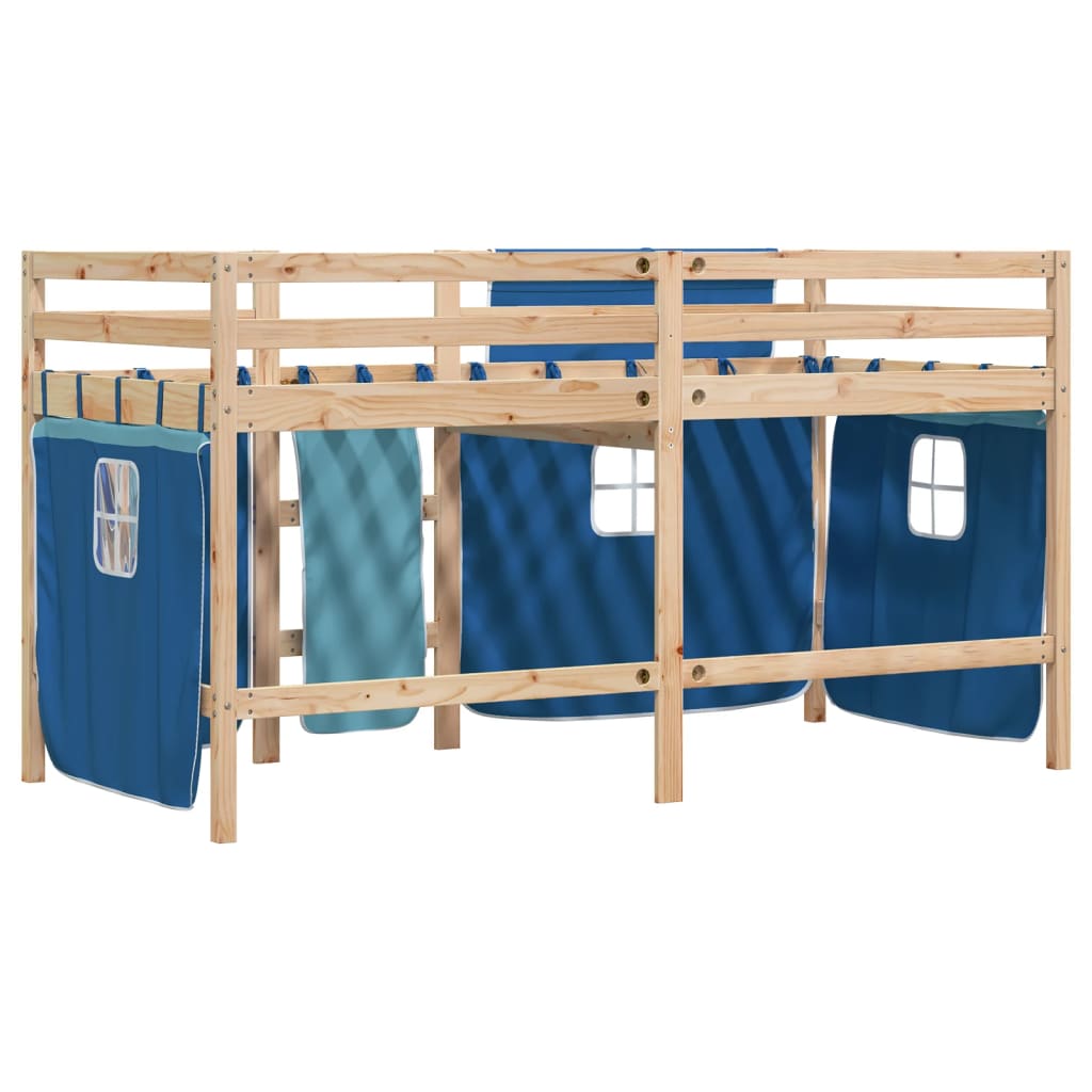 vidaXL Kids' Loft Bed with Curtains without Mattress Blue 80x200 cm