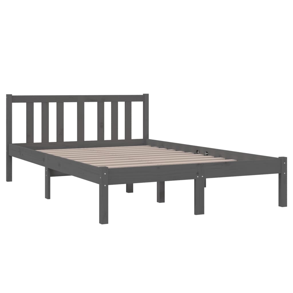 vidaXL Bed Frame without Mattress Grey Solid Wood 120x190 cm Small Double