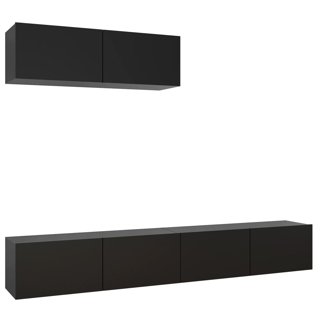 vidaXL TV Cabinets 3 pcs Black Engineered Wood