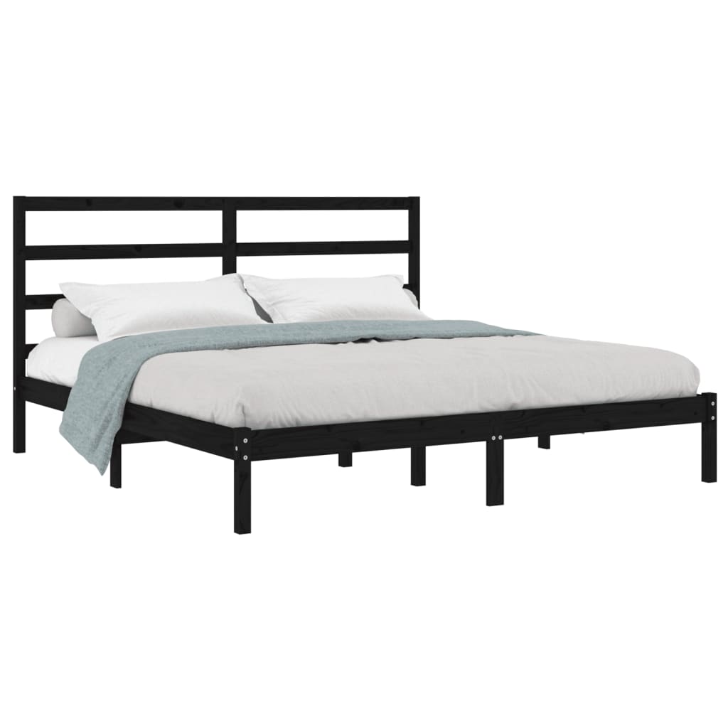 vidaXL Bed Frame without Mattress Black 200x200 cm Solid Wood Pine