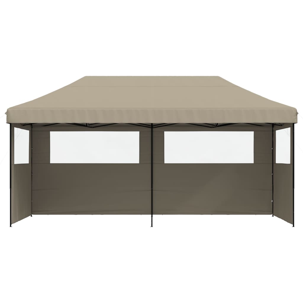 vidaXL Foldable Party Tent Pop-Up with 3 Sidewalls Taupe