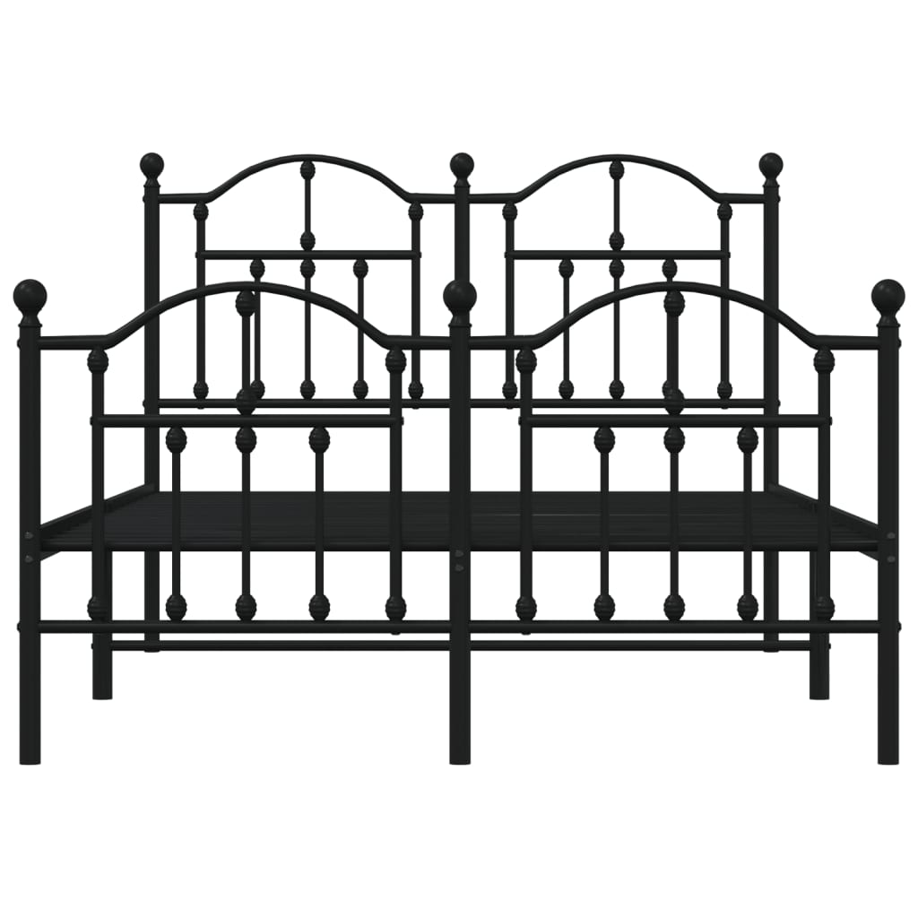 vidaXL Metal Bed Frame without Mattress with Footboard Black 120x200 cm