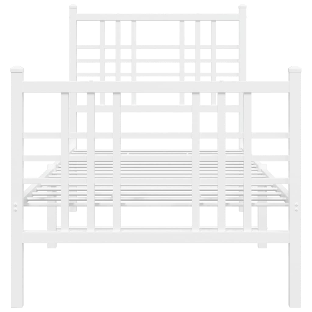 vidaXL Metal Bed Frame without Mattress with Footboard White 80x200 cm