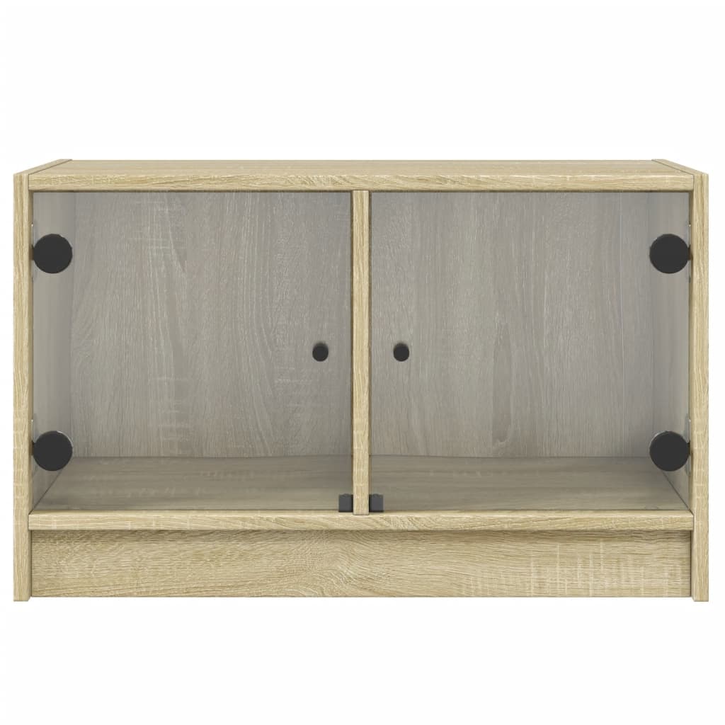 vidaXL TV Cabinet with Glass Doors Sonoma Oak 68x37x42 cm
