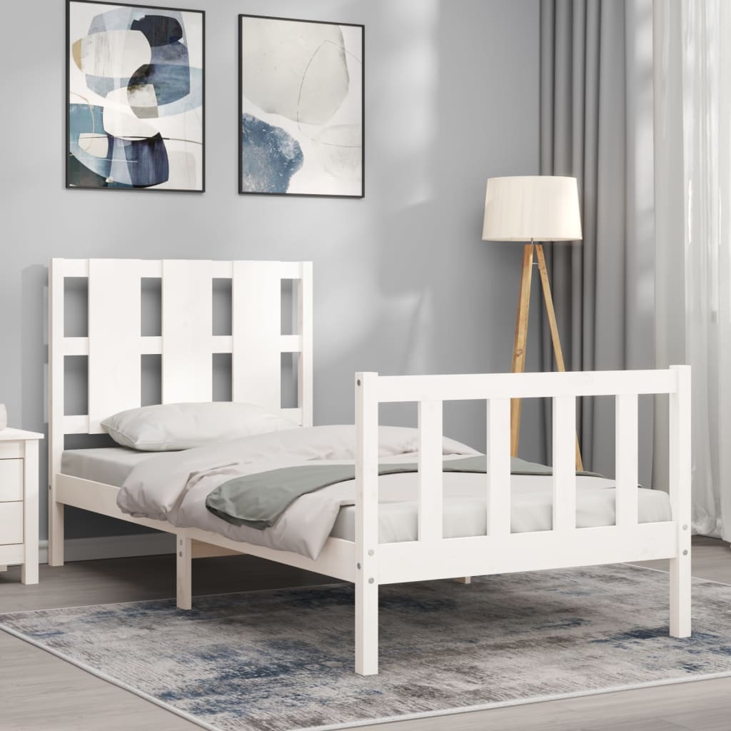 vidaXL Bed Frame without Mattress White 90x200 cm Solid Wood Pine