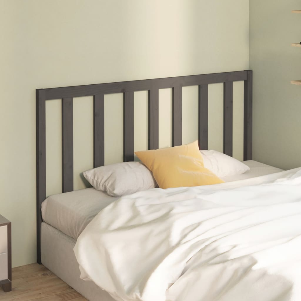 vidaXL Bed Headboard Grey 156x4x100 cm Solid Wood Pine