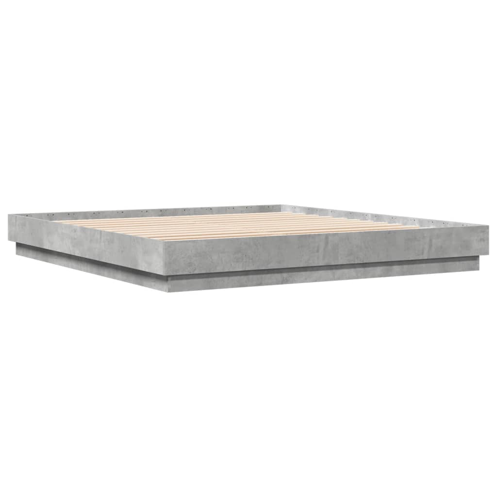 vidaXL Bed Frame with LED without Mattress Concrete Grey 200x200 cm