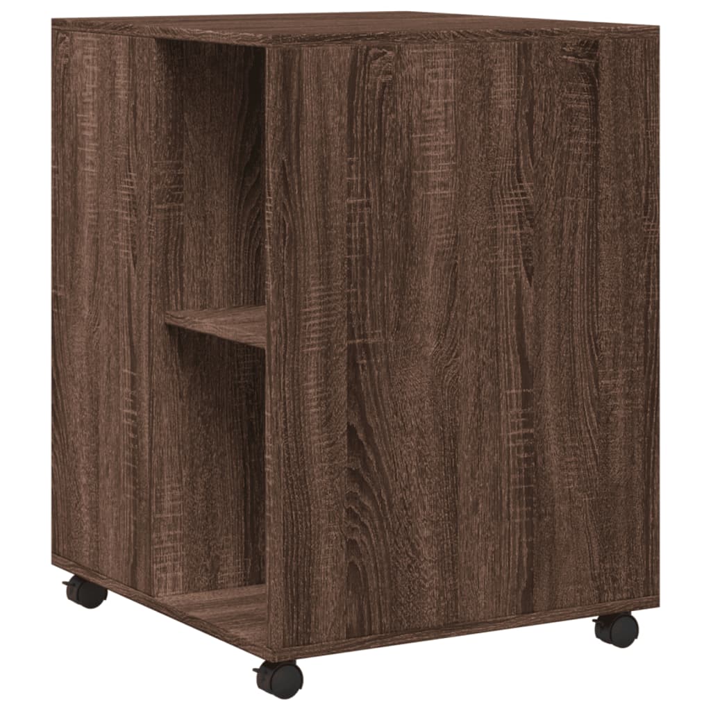 vidaXL Side Table with Wheels Brown Oak 55x60x78 cm Engineered Wood