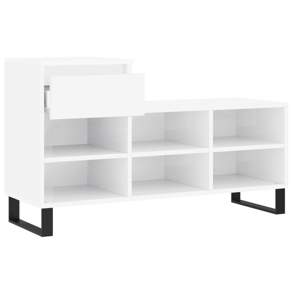 vidaXL Shoe Cabinet High Gloss White 102x36x60 cm Engineered Wood