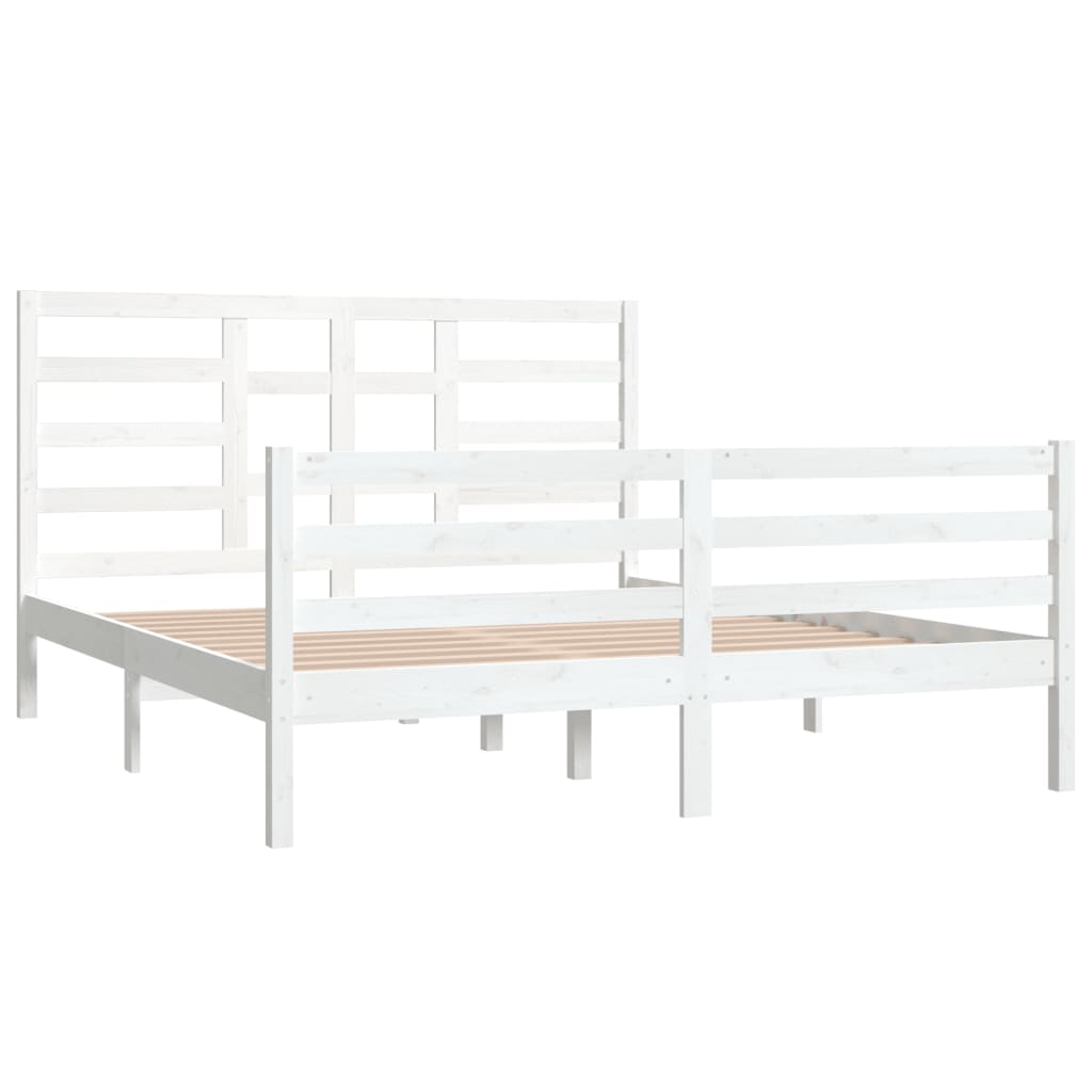 vidaXL Bed Frame without Mattress White Solid Wood 160x200 cm