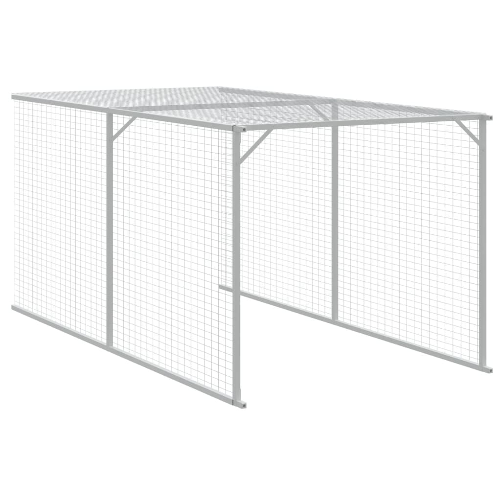 vidaXL Chicken Cage with Run Light Grey 110x1221x110 cm Galvanised Steel