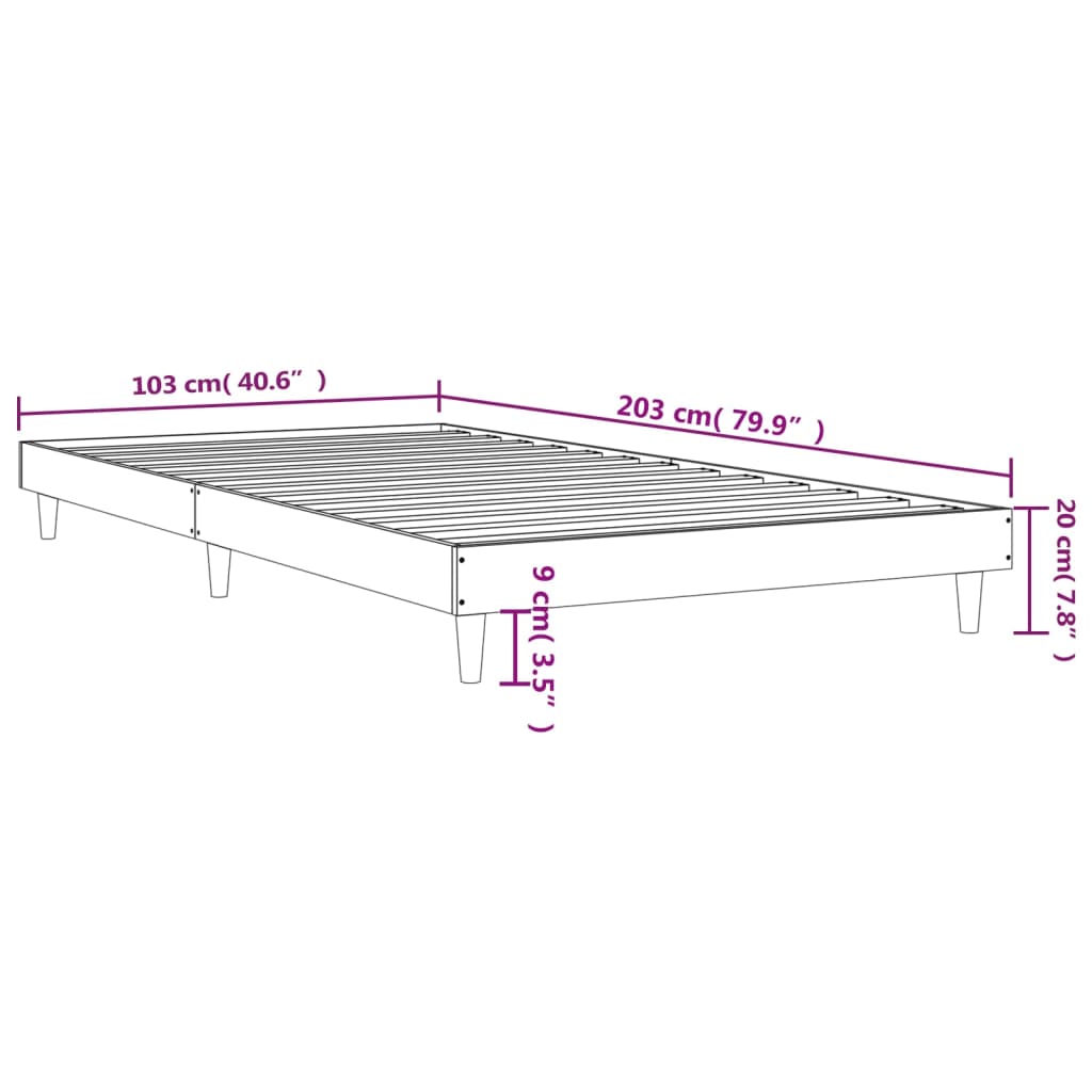 vidaXL Bed Frame without Mattress Sonoma Oak 100x200 cm Engineered Wood