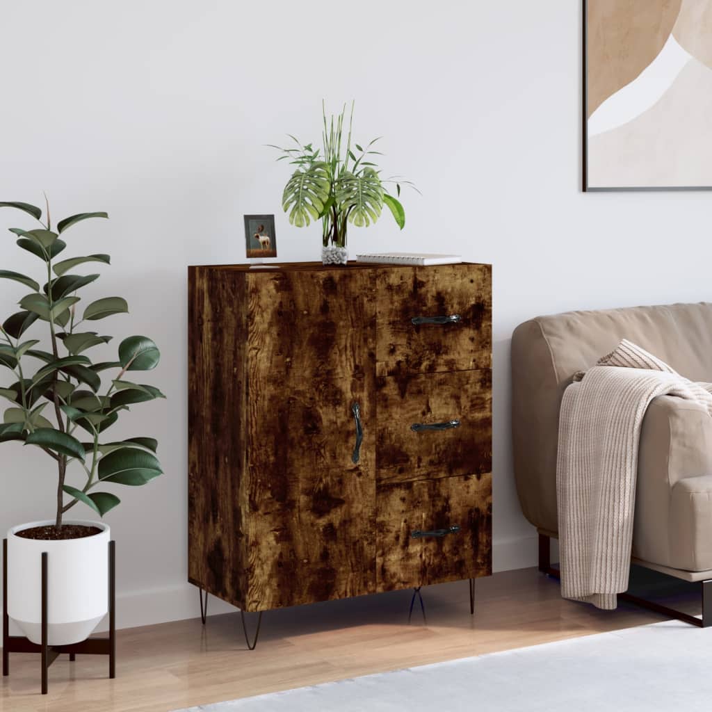 vidaXL Sideboard Smoked Oak 69.5x34x90 cm Engineered Wood