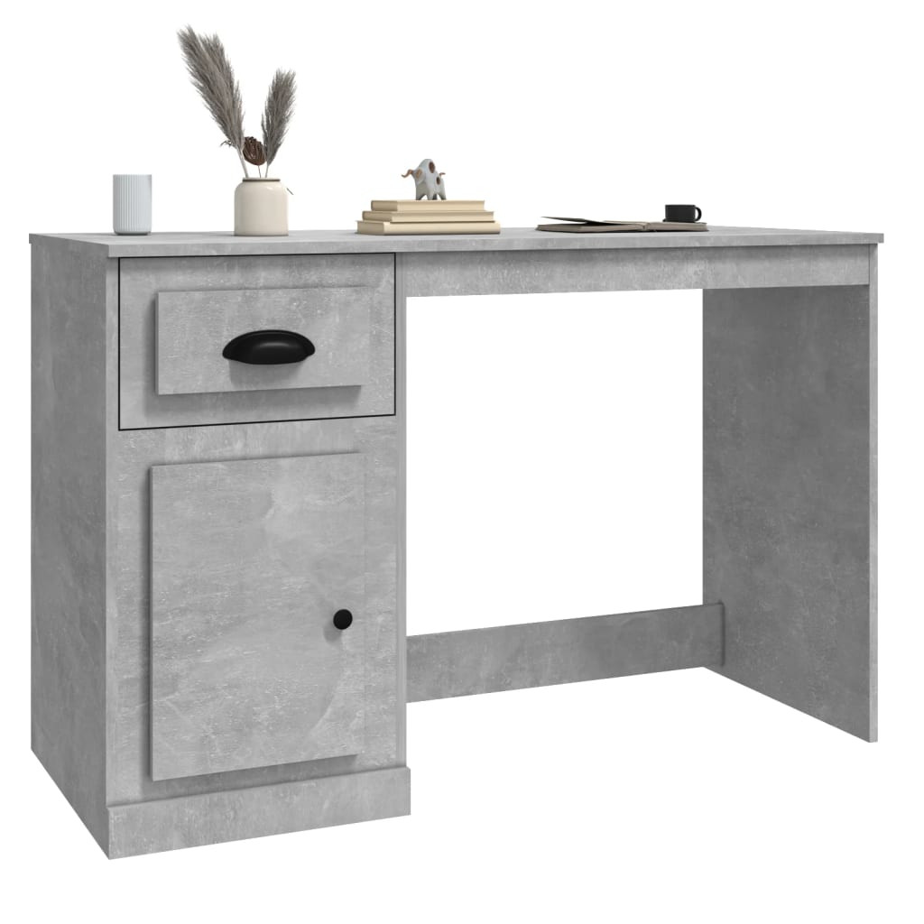 vidaXL Desk with Drawer Concrete Grey 115x50x75 cm Engineered Wood