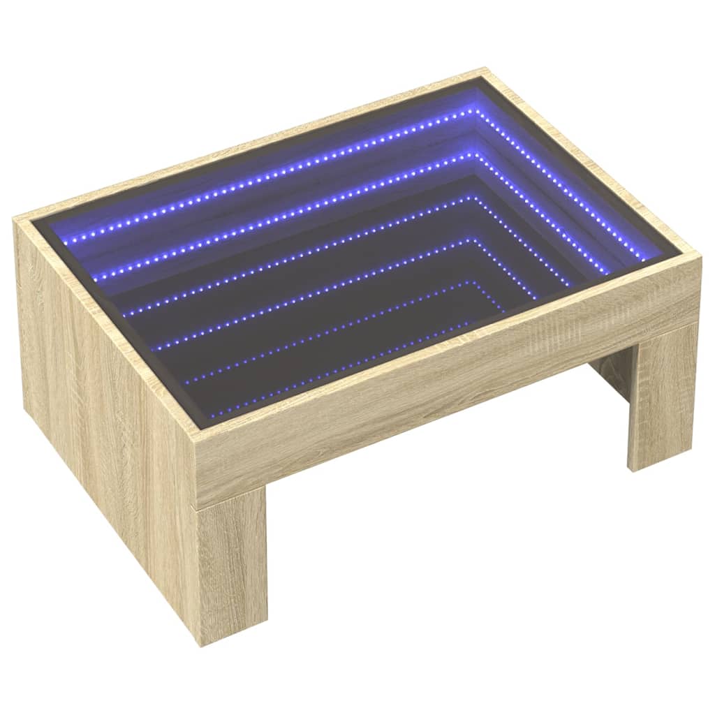 vidaXL Coffee Table with Infinity LED Sonoma Oak 70x50x30 cm