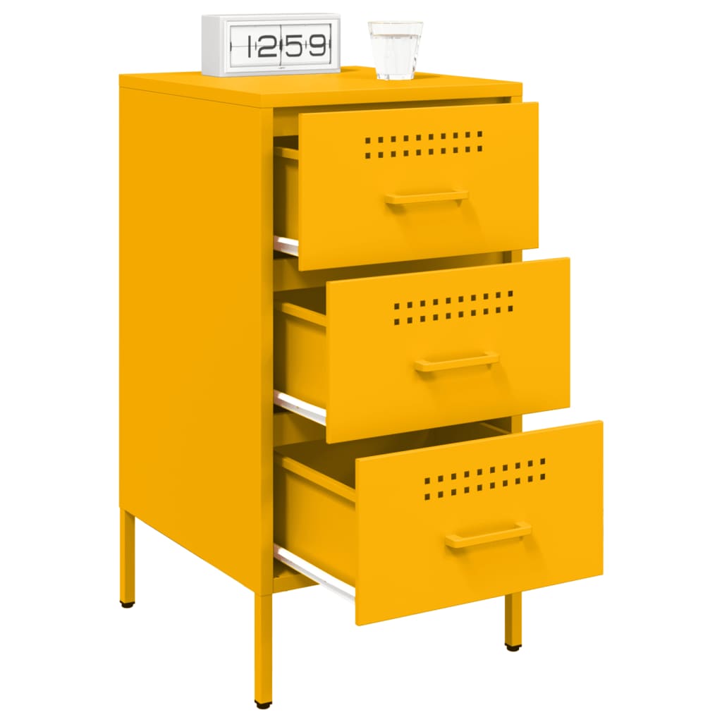 vidaXL Bedside Cabinet Mustard Yellow 36x39x68 cm Steel