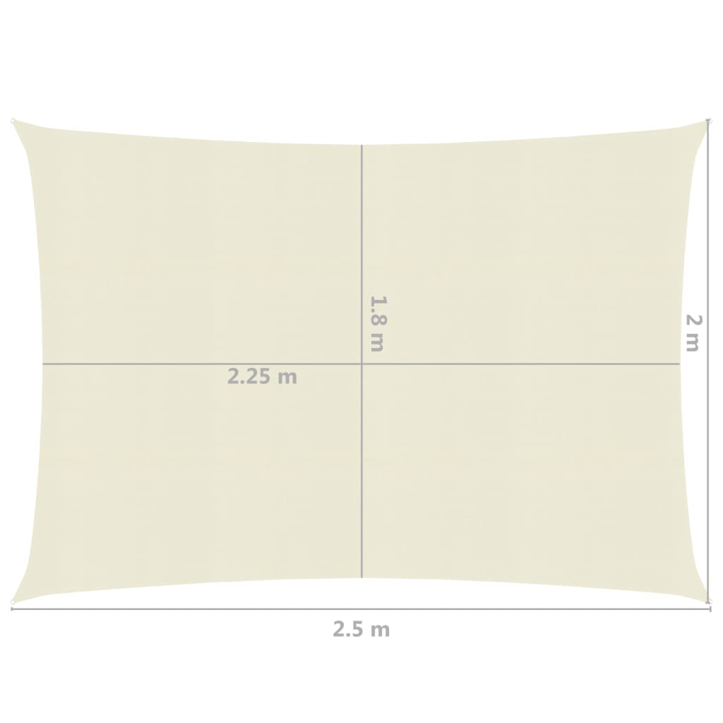 vidaXL Sunshade Sail 160 g/m² Cream 2x2.5 m HDPE