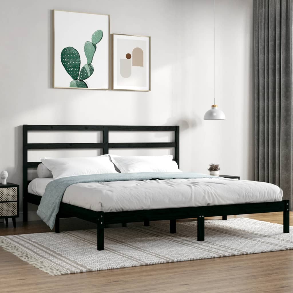 vidaXL Bed Frame without Mattress Black 200x200 cm Solid Wood Pine