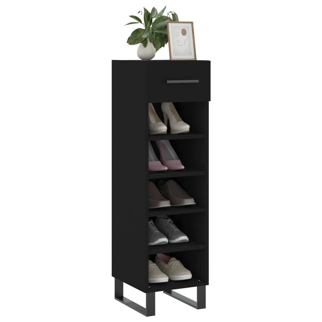 vidaXL Shoe Cabinet Black 30x35x105 cm Engineered Wood