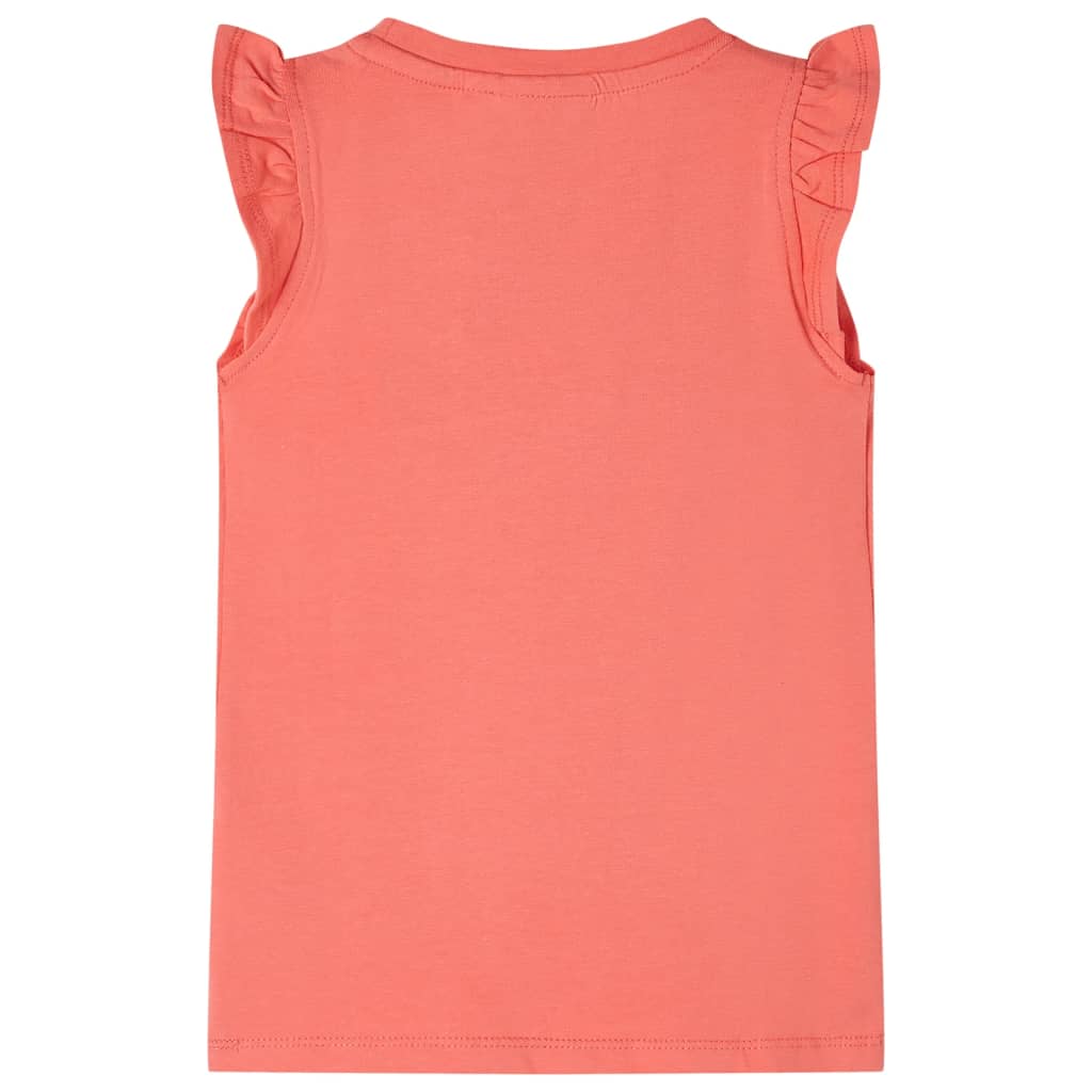 Kids' T-shirt with Ruffle Sleeves Coral 128