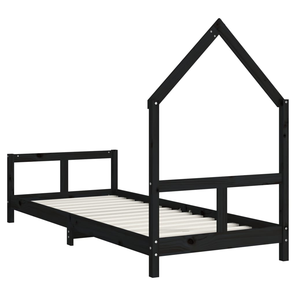 vidaXL Kids Bed Frame Black 80x200 cm Solid Wood Pine