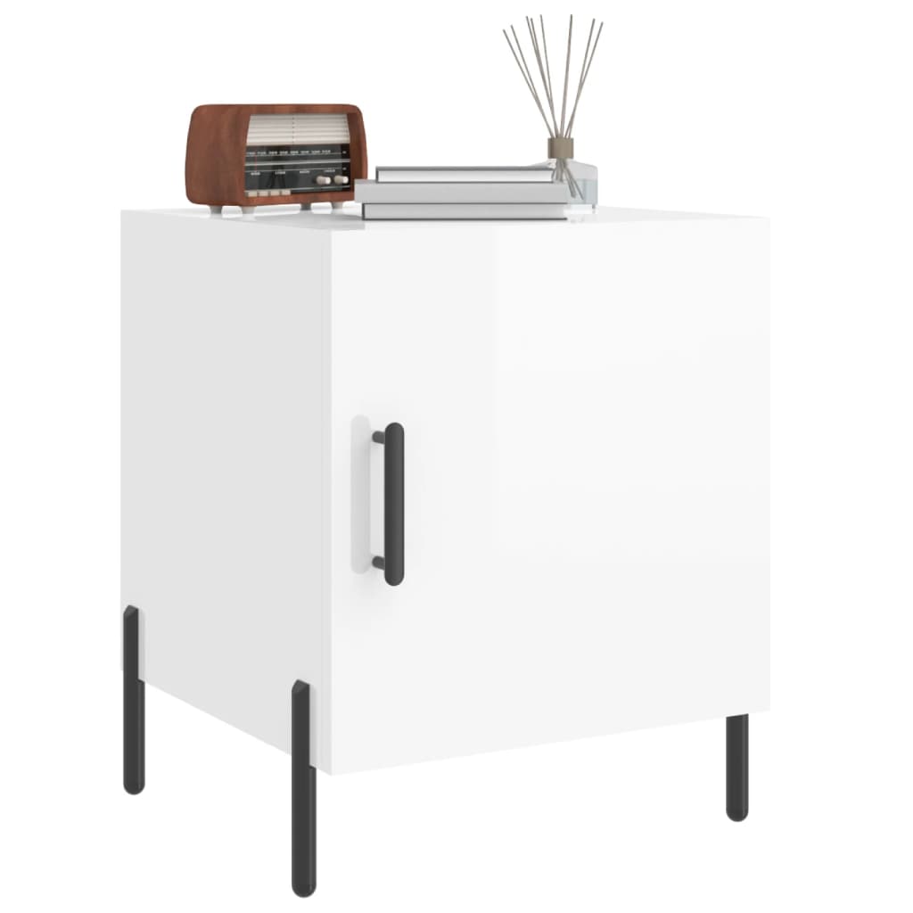 vidaXL Bedside Cabinets 2 pcs High Gloss White 40x40x50 cm Engineered Wood