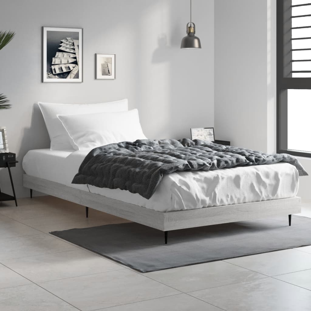 vidaXL Bed Frame without Mattress Grey Sonoma 100x200 cm Engineered Wood