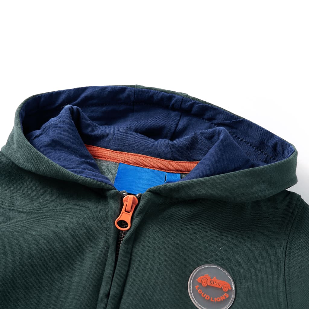 Kids' Hooded Sweatshirt with Zip Dark Green 104