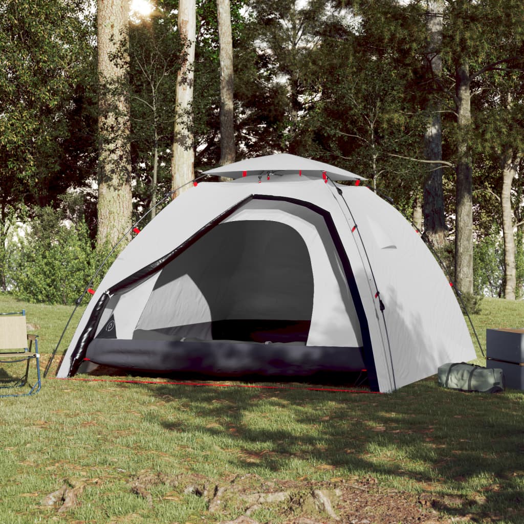 vidaXL Camping Tent Dome 4-Person White Blackout Fabric Quick Release