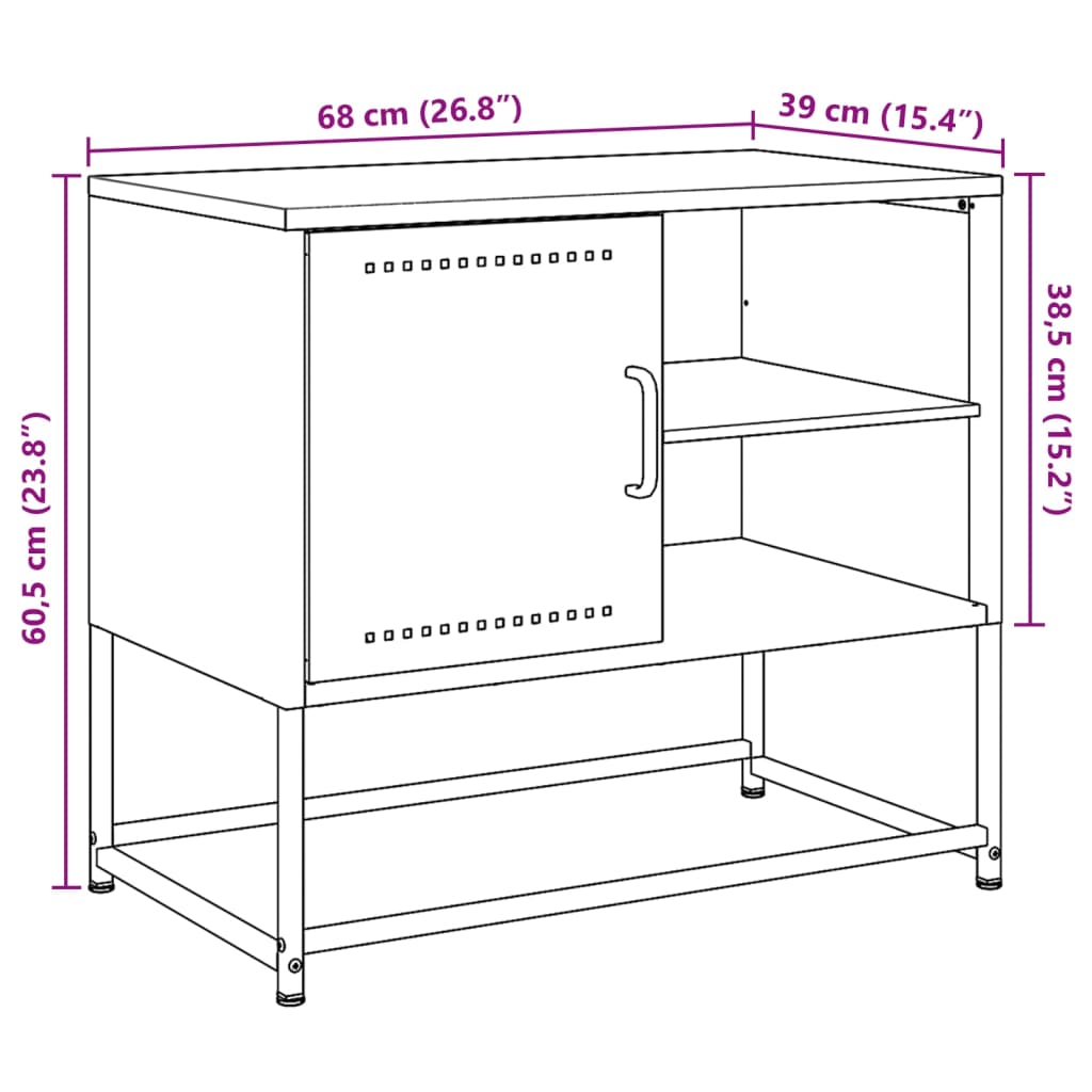 vidaXL TV Cabinet Pink 68x39x60.5 cm Steel